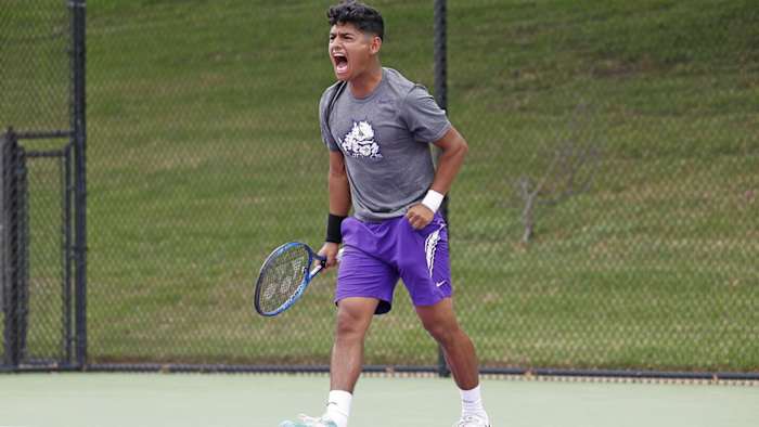 Juan Carlos "Charlie" Aguilar of TCU Men's Tennis during the Big 12 Men's Tennis Championship on April 24, 2022 in Fort Worth, Texas.